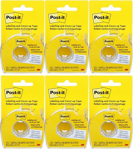 Post-it : Cinta de cobertura extraíble, no recargable, rollo de 1 x 700 pulgadas. Se vende como 6 paquetes de 1 - / - Total de 6 unidades