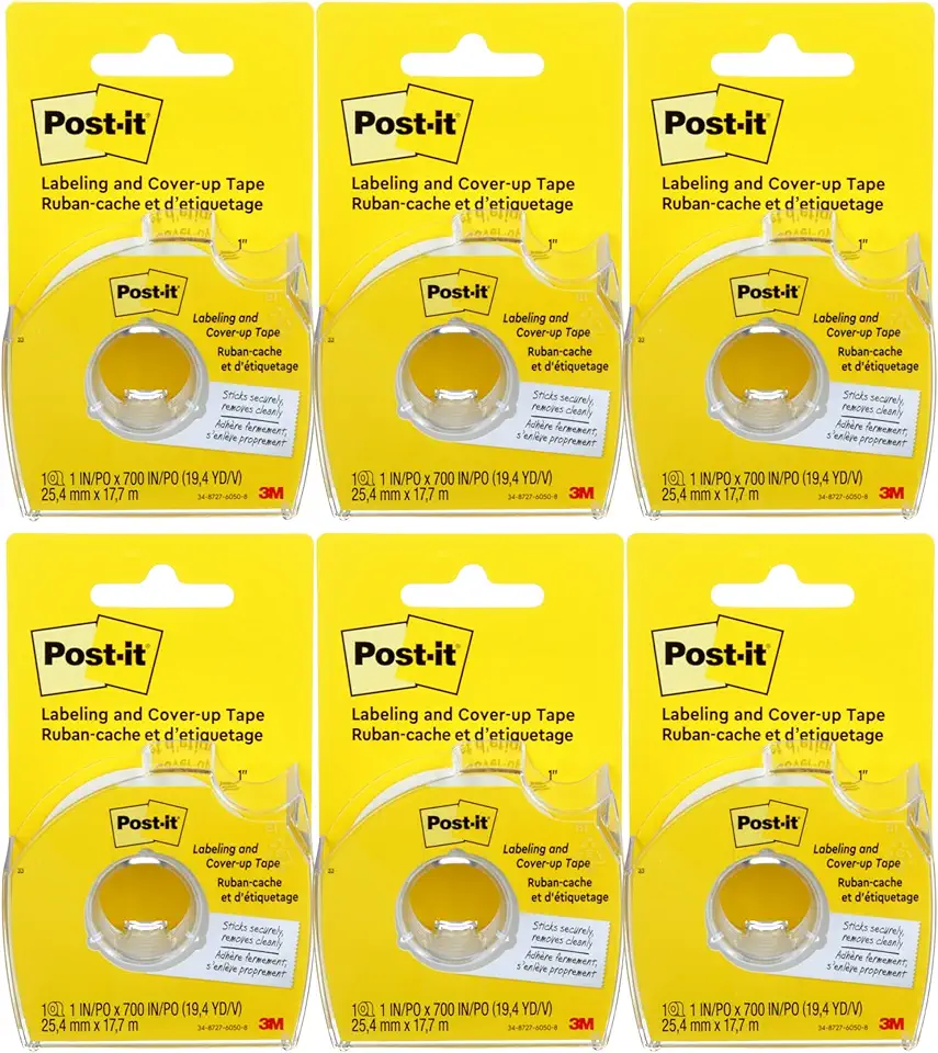 Post-it : Removable Cover-Up Tape, Non-Refillable, 1" x 700" roll -:- Sold as 6 Packs of - 1 - / - Total of 6 Each