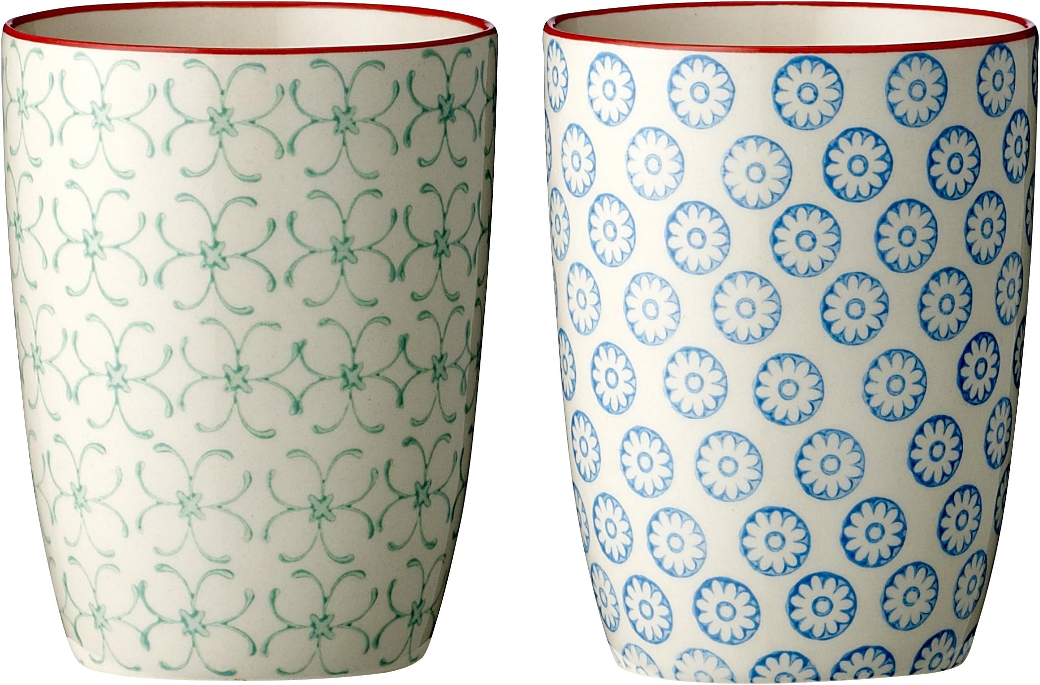 Bloomingville Isabella Lot De 3 Tasses à Café, Avec Anse - Style Rétro - En Céramique - Diamètre : 9,5 X H 8 Cm - Rouge Lavande - Capacité : Environ 280 Ml