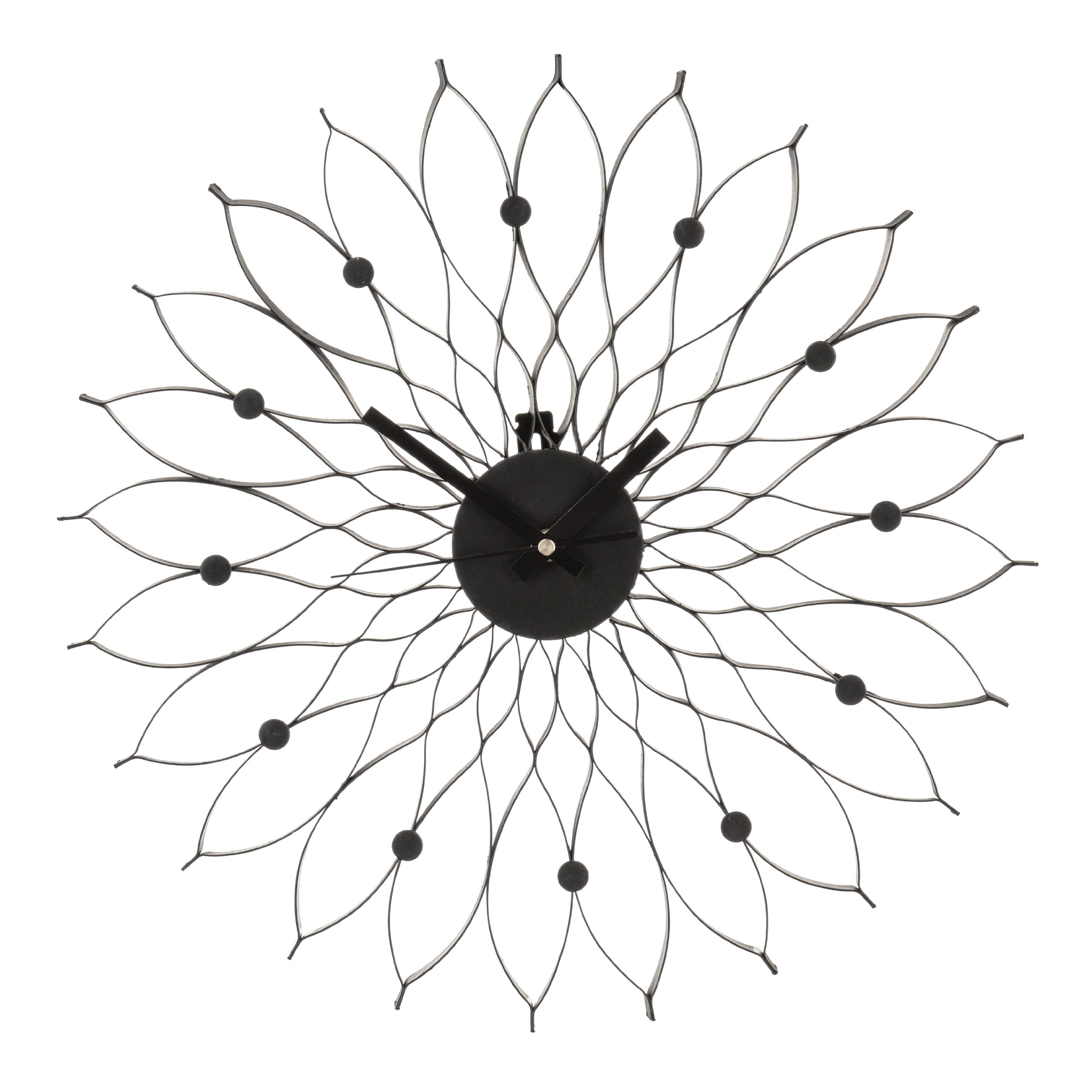 Premier Housewares Styro Wall Clock, Metal, Black