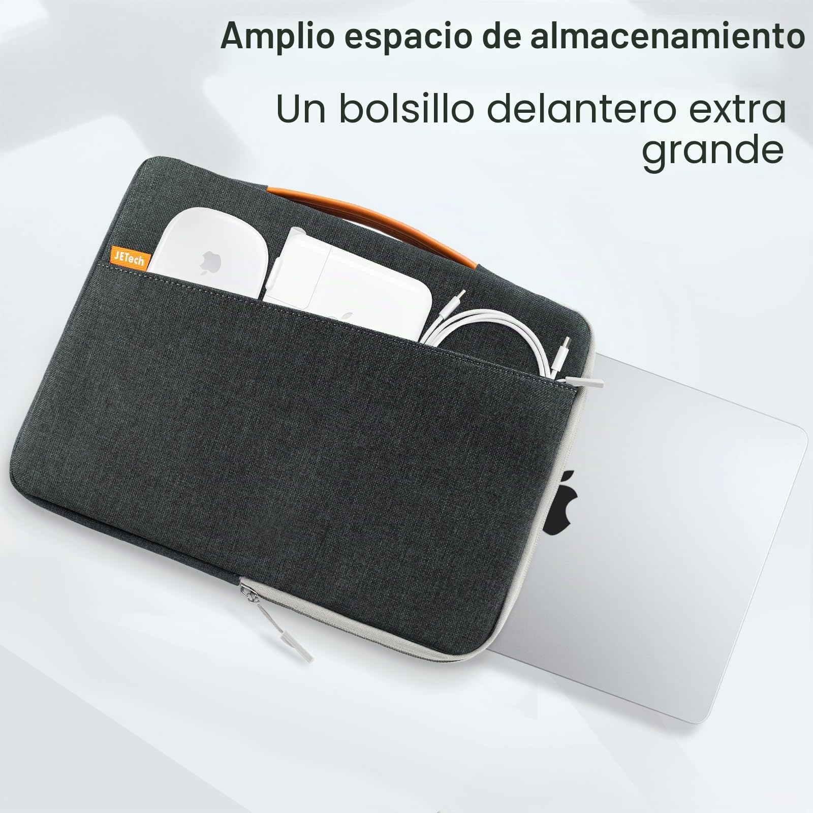 JETech Funda Portátiles para MacBook Neo (A18 Pro), 13-14 Pulgadas MacBook Air/Pro (M1-M5, 2020-2026), Funda Impermeable con Asa Portátil y Bolsillo (Gris Oscuro)