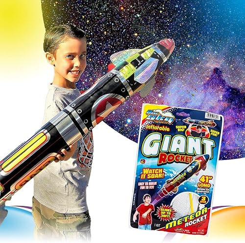 Miniatura 5 de JA-RU Big Sky - Cohete gigante inflable (juguete de 24 cohetes), transbordador espacial para niños. Decoraciones de fiesta del espacio exterior.