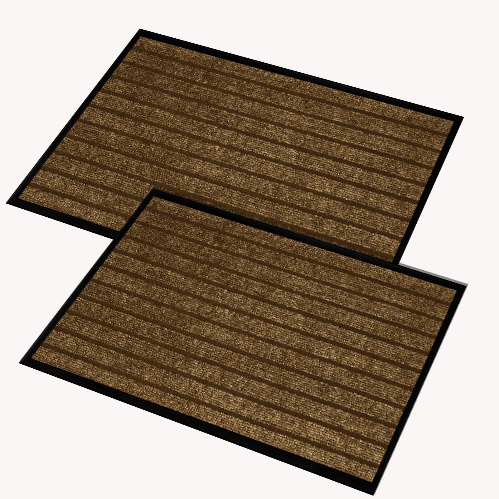 AMEHA Door Mat 40x60cm 2 Pack, Brown - Door Mats Outdoor & Indoor Non Slip Washable Rug Dirt Trapper Heavy Duty Rubber Floor Mat Entrance Rug Super Absorbent Front Doormats โ image 1