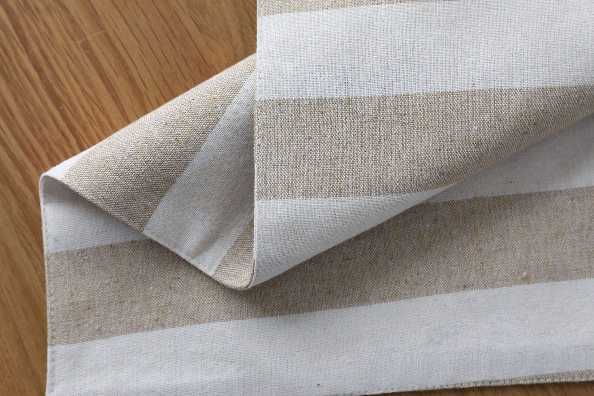 Esteras de tabla de la raya, manteles individuales antimanchas del aislamiento de calor, esteras de lugar lavables de la tela para la decoración de la mesa de la cocina del comedor,Beige_set of 6