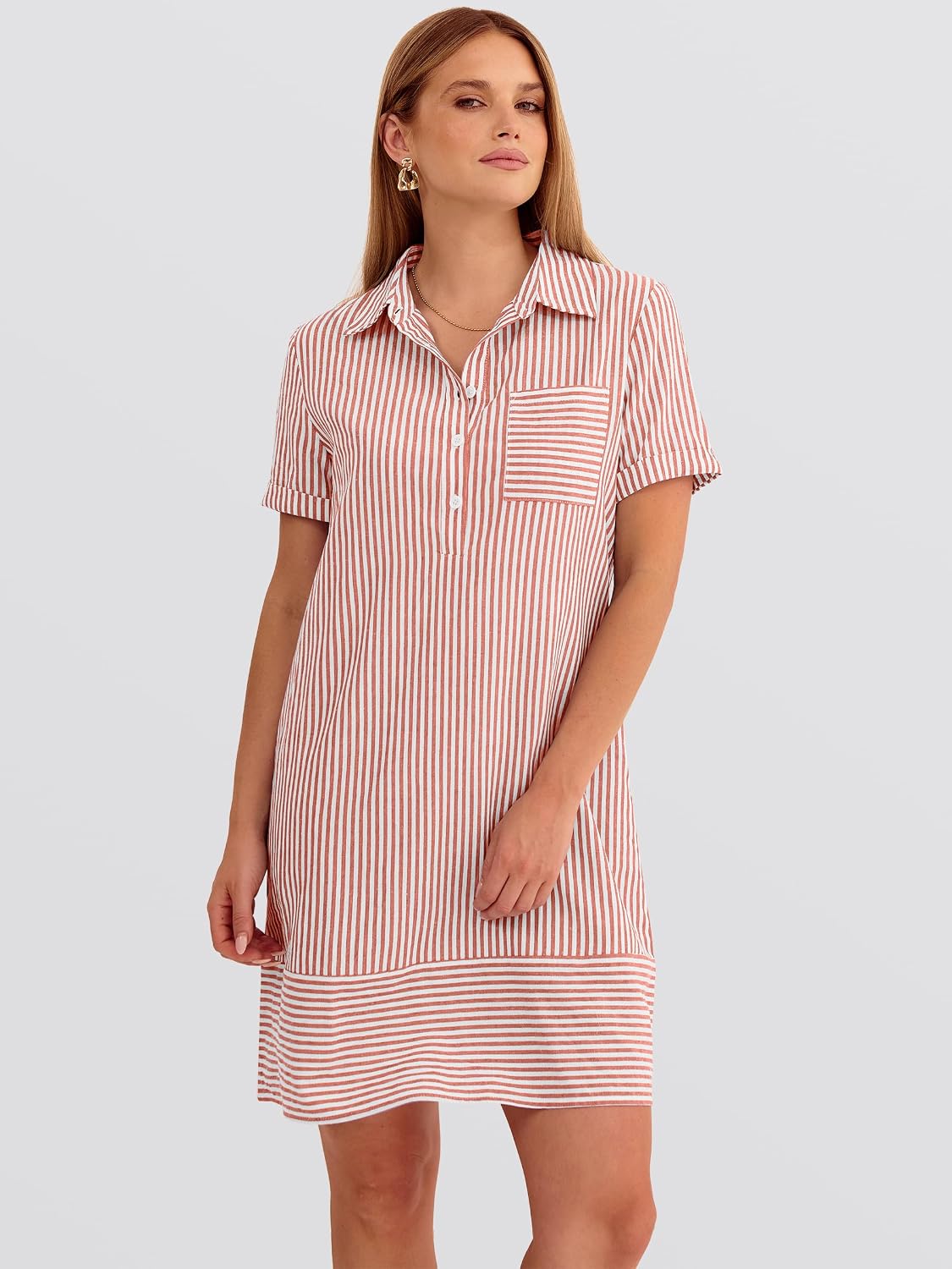 ANRABESS Womens Summer Casual Short Sleeve Shirt Dresses image 5
