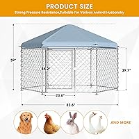 Vista 6 de Polar Aurora Perrera para perros al aire libre con techo, jaula grande para perros en el exterior con puerta de metal, perrera resistente