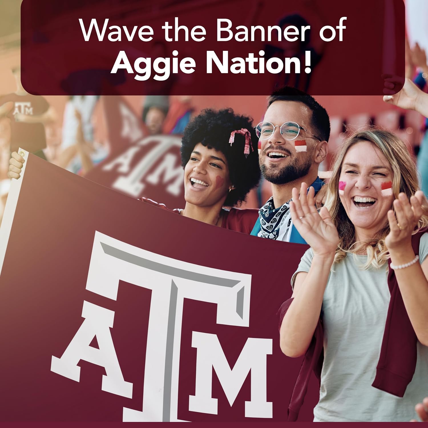 Texas A&M Aggies College Sports Printed Flag - NCAA Licensed - Nylon - School Banner (White, Maroon) (4' x 6')