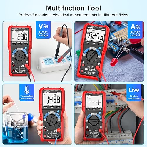 Miniatura 9 de MESTEK Probador de voltaje de multímetro digital Voltímetro TRMS 6000 cuentas de rango automático Ohm Volt Amp Meter Medición de voltaje CACC