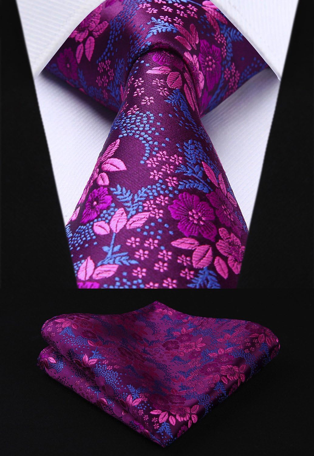 HISDERN Mens Ties Set 5PCS Collection Tie with Pocket Sqaure Formal Business Necktie Present Box Neckties Set for Men - Image 4