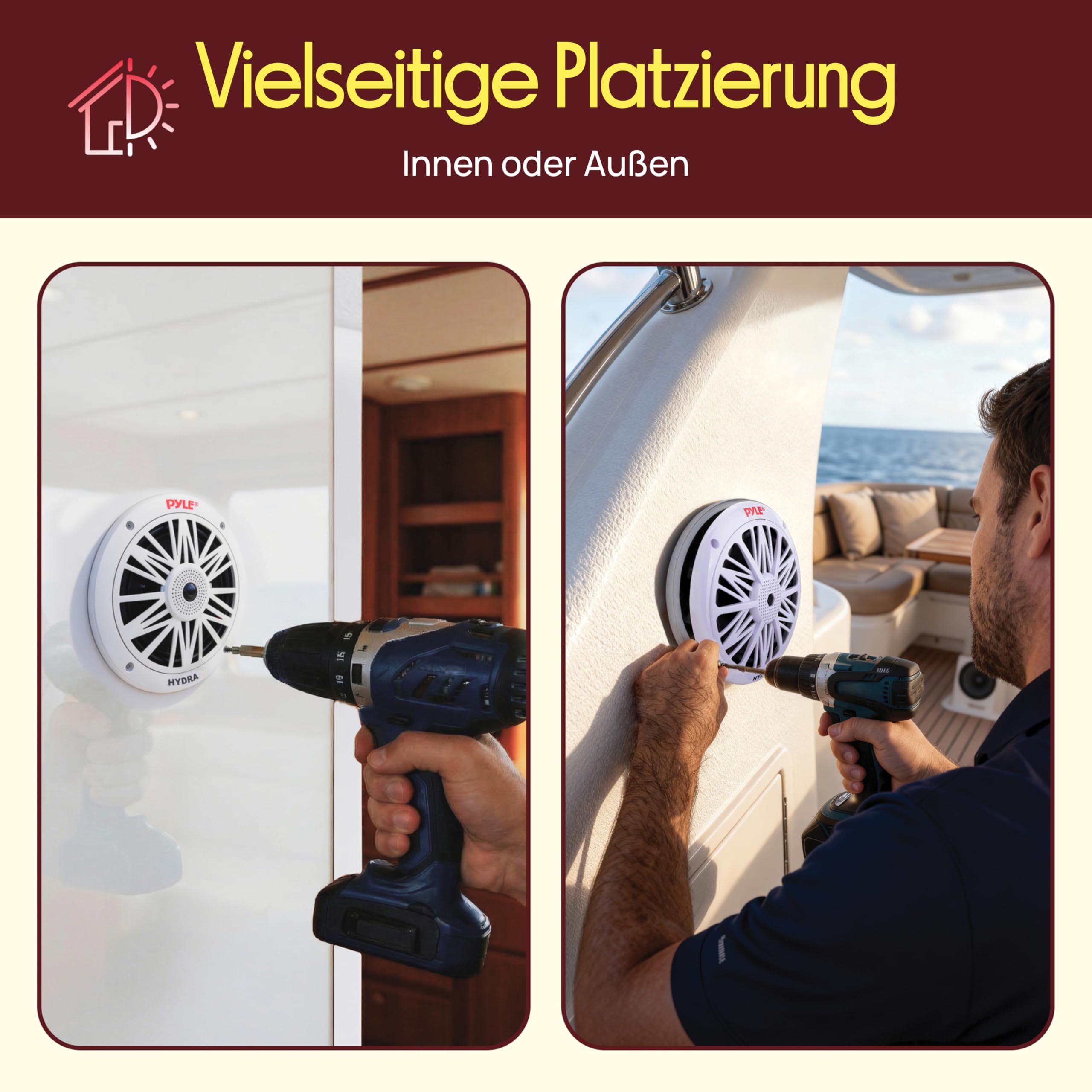 Pyle 200 Watt Outdoor Lautsprecher Boxen – Box Wasserdicht, 2- Wege Passiv, geeignet als Pool und Sauna Sound System, Auto- & Marine Boxen, Weiß