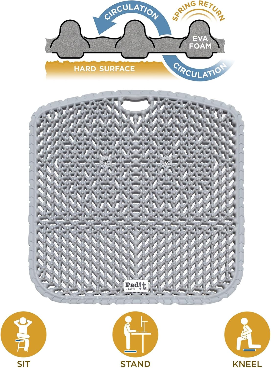 Pad!t by GelPro Portable Stadium Seat Bench Cushion, Multi-Purpose Comfort Cushion for Indoor, Outdoor