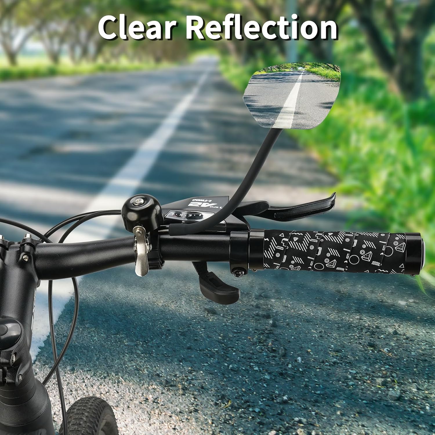 Bike Bell with Mirrors – 360° Adjustable Safety Bicycle Rear View Mirror, Scratch-Resistant Glass Lens, Universal Fit for MTB/Handlebars, Bike Accessories image 2