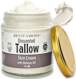 Whipped Tallow Moisturiser for Dry Skin | Non-Toxic, Grass-Fed, Small Batch | Hydrating Face & Body Cream for Sensitive Skin & Eczema Relief | Halal Tallow | 200g Glass Jar