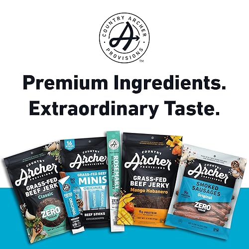 Miniatura 5 de Palito de carne original de Country Archer, 100% carne de res alimentada con pasto, sin gluten, 1 onza (36 unidades)