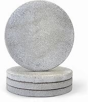 Handcrafted Concrete Coasters Set of 4 - 4" Round Absorbent, Non-Slip Cork Back, Modern Candle Holders, USA Made for Home Decor