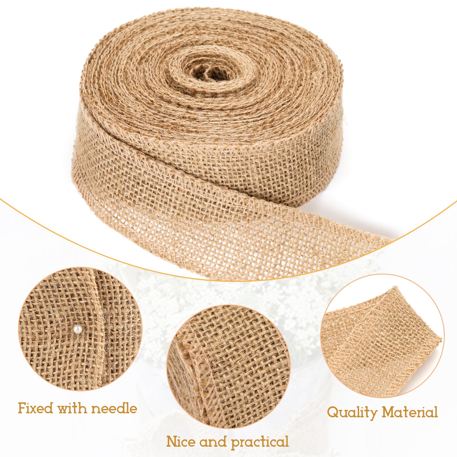 Nastro Di Juta Naturale - 3 Rotoli Da 10m, Larghezza 2cm, Per Matrimoni, Regali E Decorazioni - Foto 7