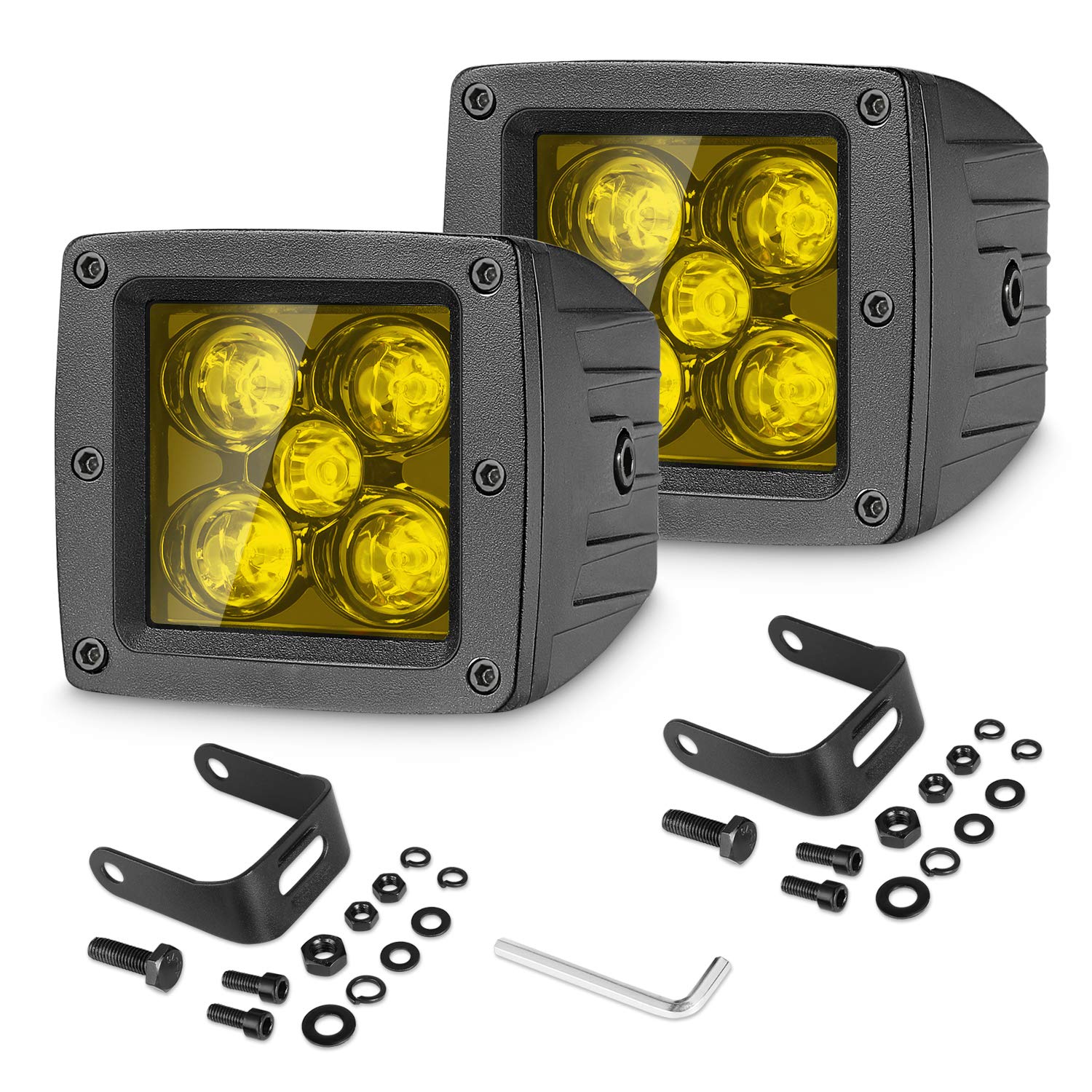 LED Cubes Amber, SWATOW INDUSTRIES 2PCS 50W 3 Inch LED Pod Lights Off