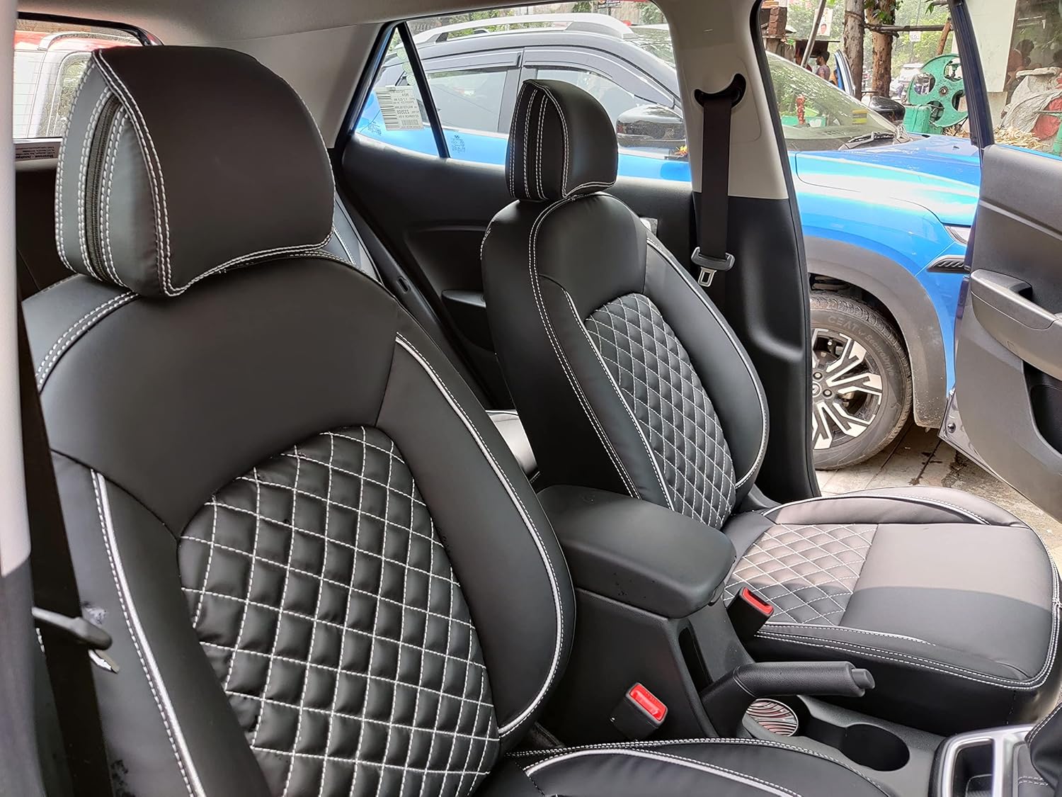 3D FRONTLINE PU Leather Best Fit BlackSIL Car Seat Cover Compatible