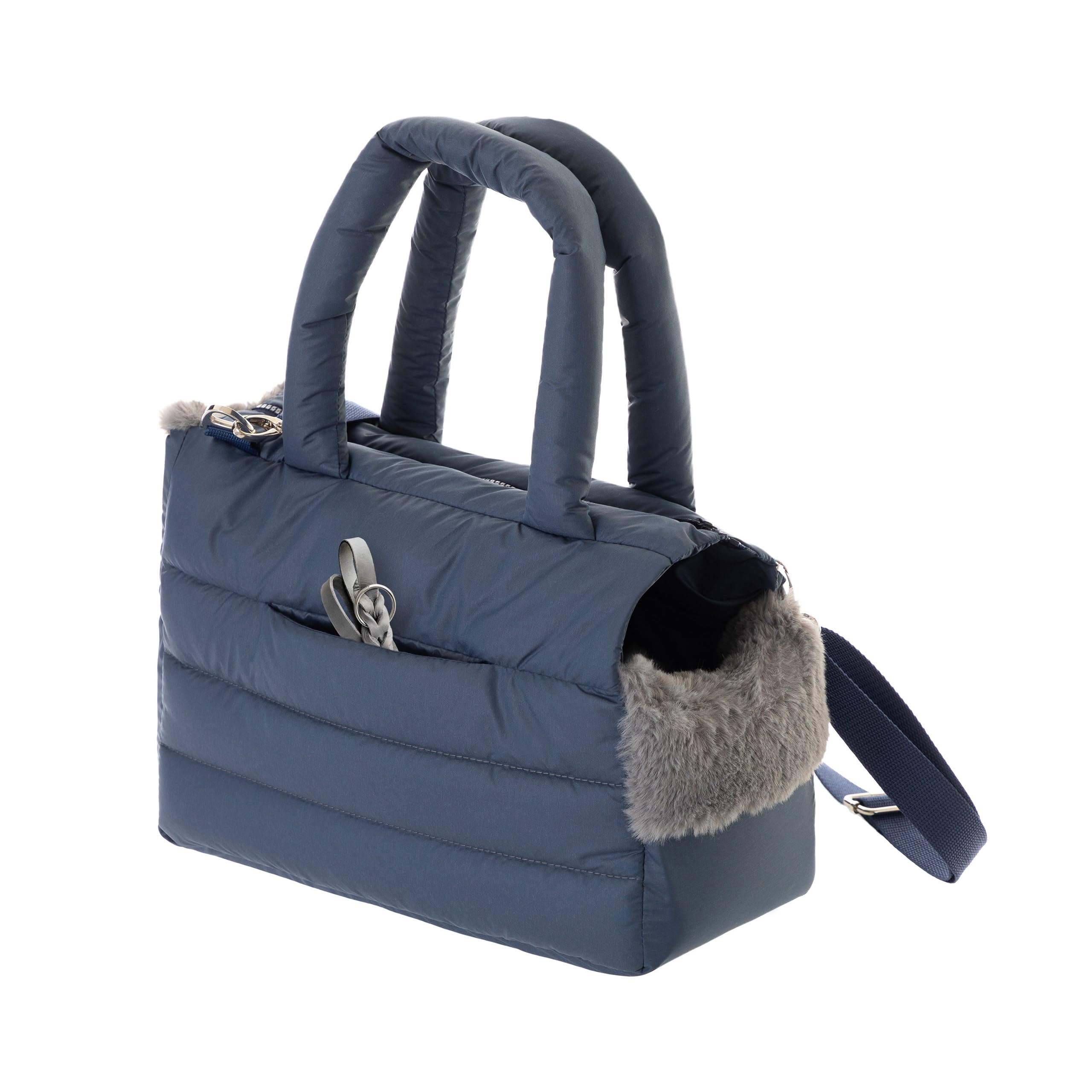 Hundetasche, Welpentasche - Tragetasche für kleinen und mittleren Hund, Katze - S - bis 5 kg, Tasche für unterwegs, Hundetrage mit Karabiner, Dog Carrier, Transporttasche, dunkelblau
