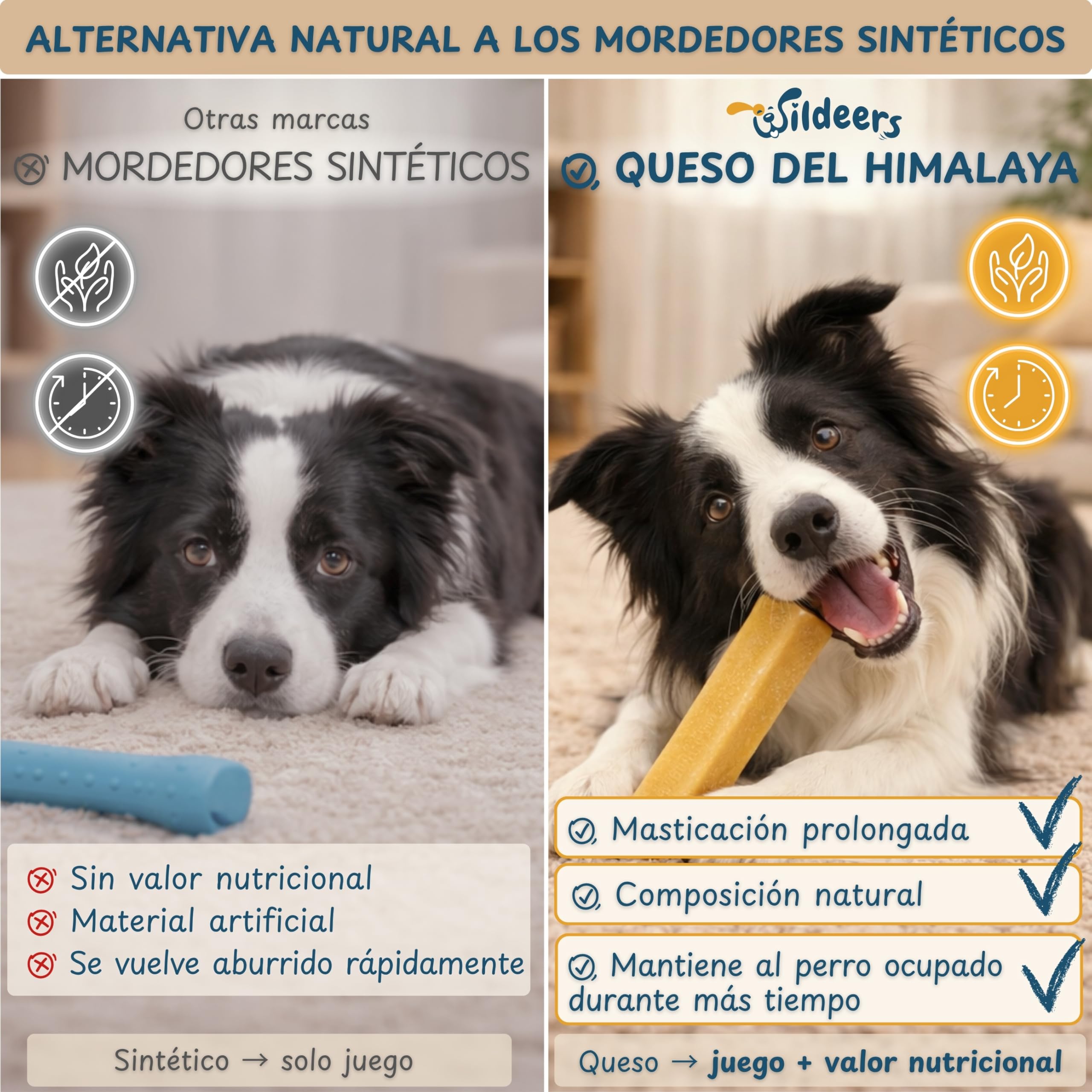 Wildeers Churpi Huesos para Perros de Queso de Yak, L, 13-16 cm, 5 uds