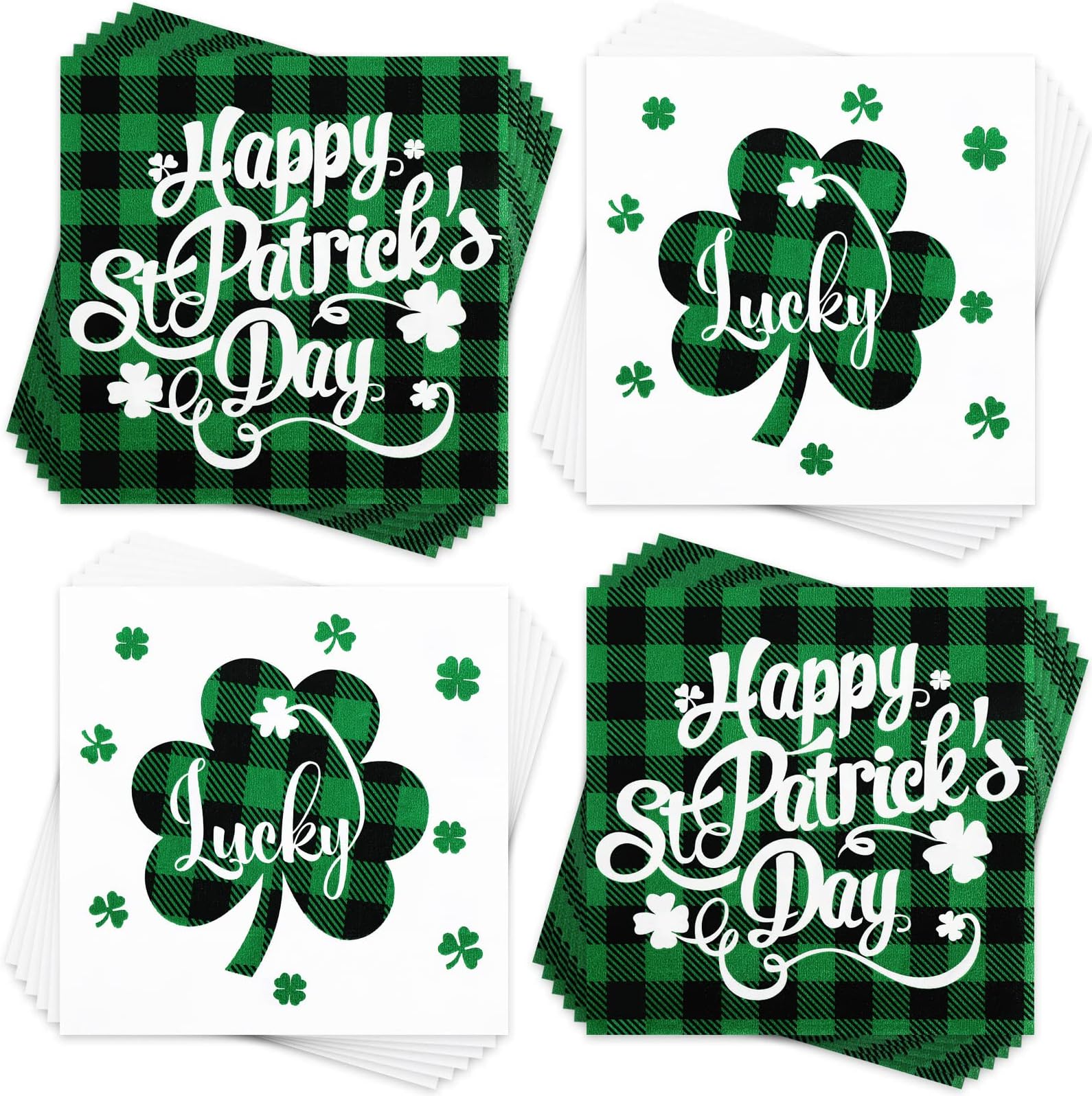 St. Patrick's Day Napkins, Green Lucky Shamrock Clover