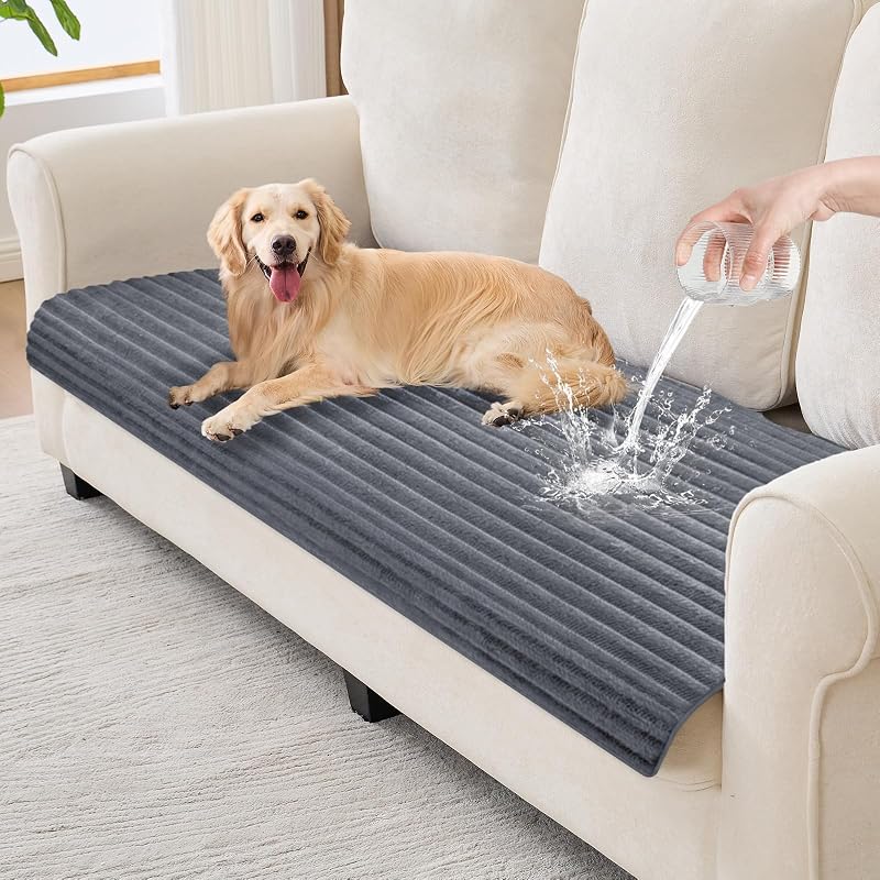 100% Waterproof Couch Covers for Dogs, 35"×59" Washable Couch Cover, Non Slip Sectional Couch Covers for 3 Cushion Sofa Cover Pet Friendly, Cat and Dog Couch Bed Cover- Dark Gray
