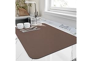 Brown Dish Drying Mat: Super Absorbent and Non-Slip for Kitchen Counter Protection
