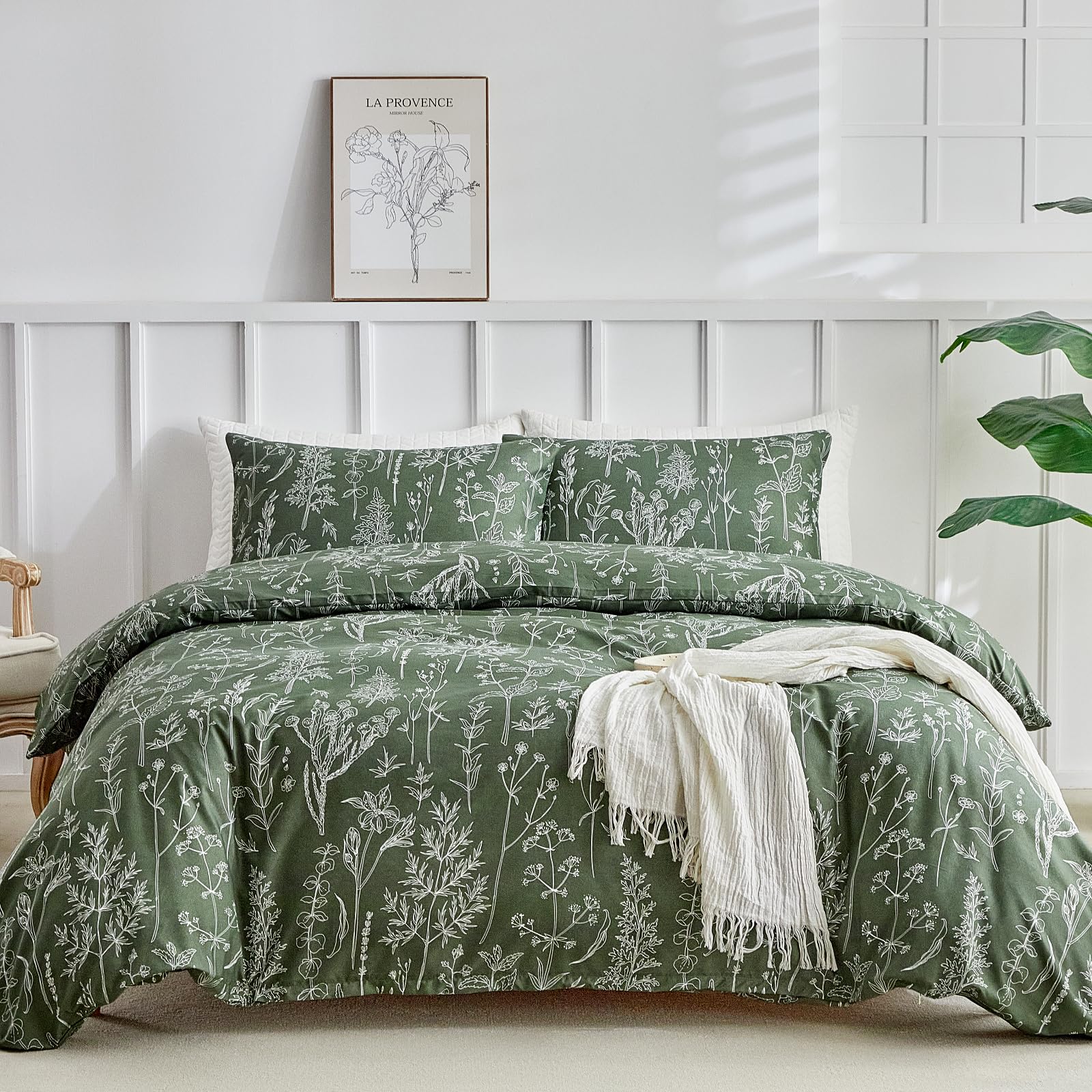Tokokimo Copripiumino 135/150 In Microfibra 240x220 Cm – Motivo Rami E Foglie Verde Con 2 Federe - 4