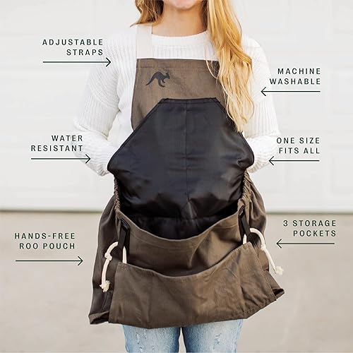 Miniatura 2 de Roo - Delantal de jardinería con bolsillos y cosecha, bolsa de recogida, ajustable, resistente al agua, lavable, lona de algodón