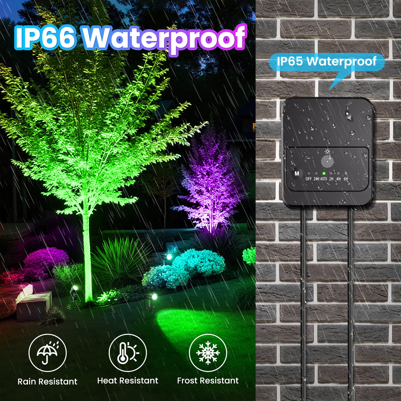 LINKE Reflektor z kołkiem RGB 8 w 1 z automatycznym włączaniem/wyłączaniem
