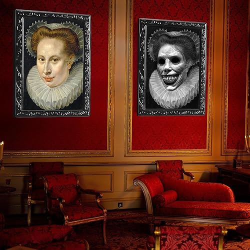 Miniatura 5 de Paquete de 4 marcos de fotos en movimiento de cara cambiante en 3D para retratos de terror para decoración de fiestas de terror, castillo,