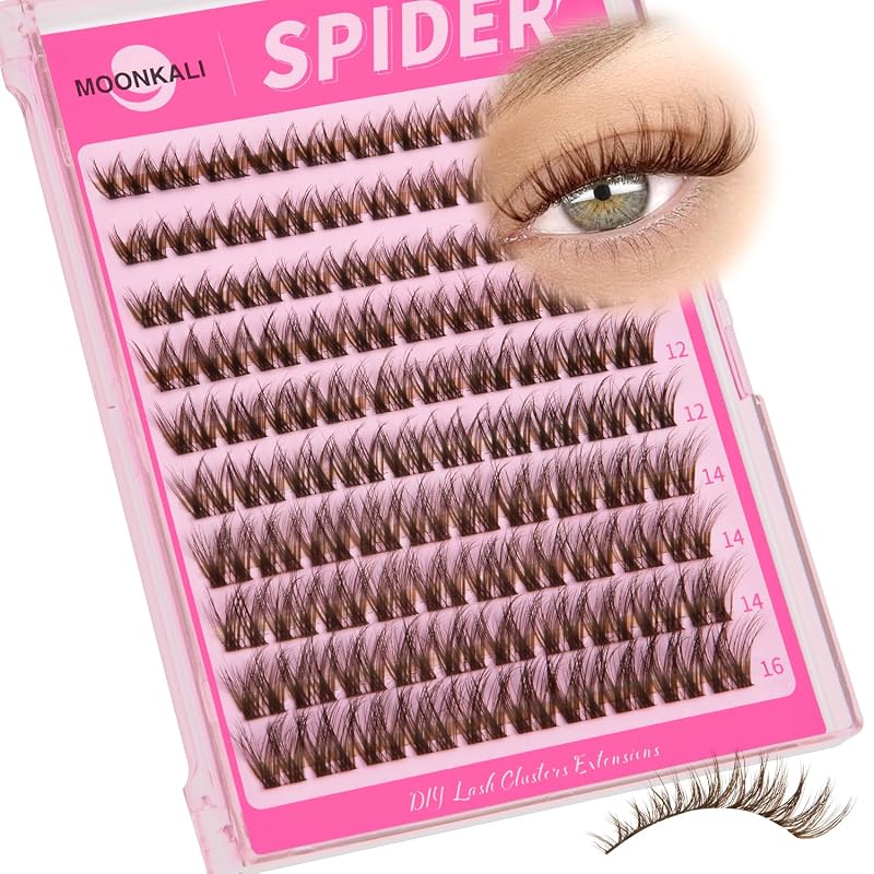 Cílios Postiços em Tufo MOONKALI Marrons, Efeito Wispy, Comprimentos Mistos de 10 a 16 mm
