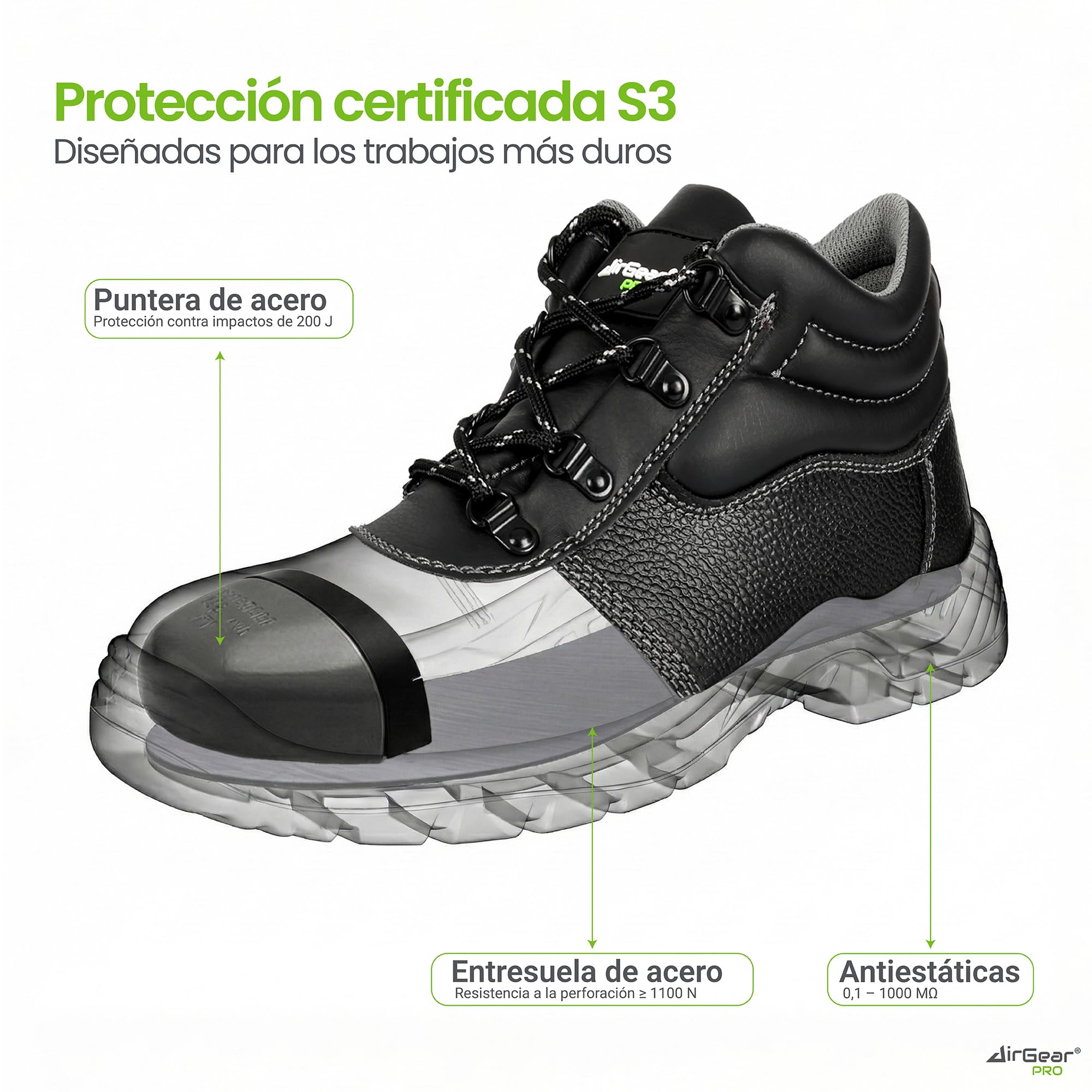 Calzado de Seguridad S3 SRC para Hombre y Mujer – Punta de Acero, Suela Anti perforación, Antideslizantes, Transpirables, Botas de Trabajo para construcción, Industria y oficios