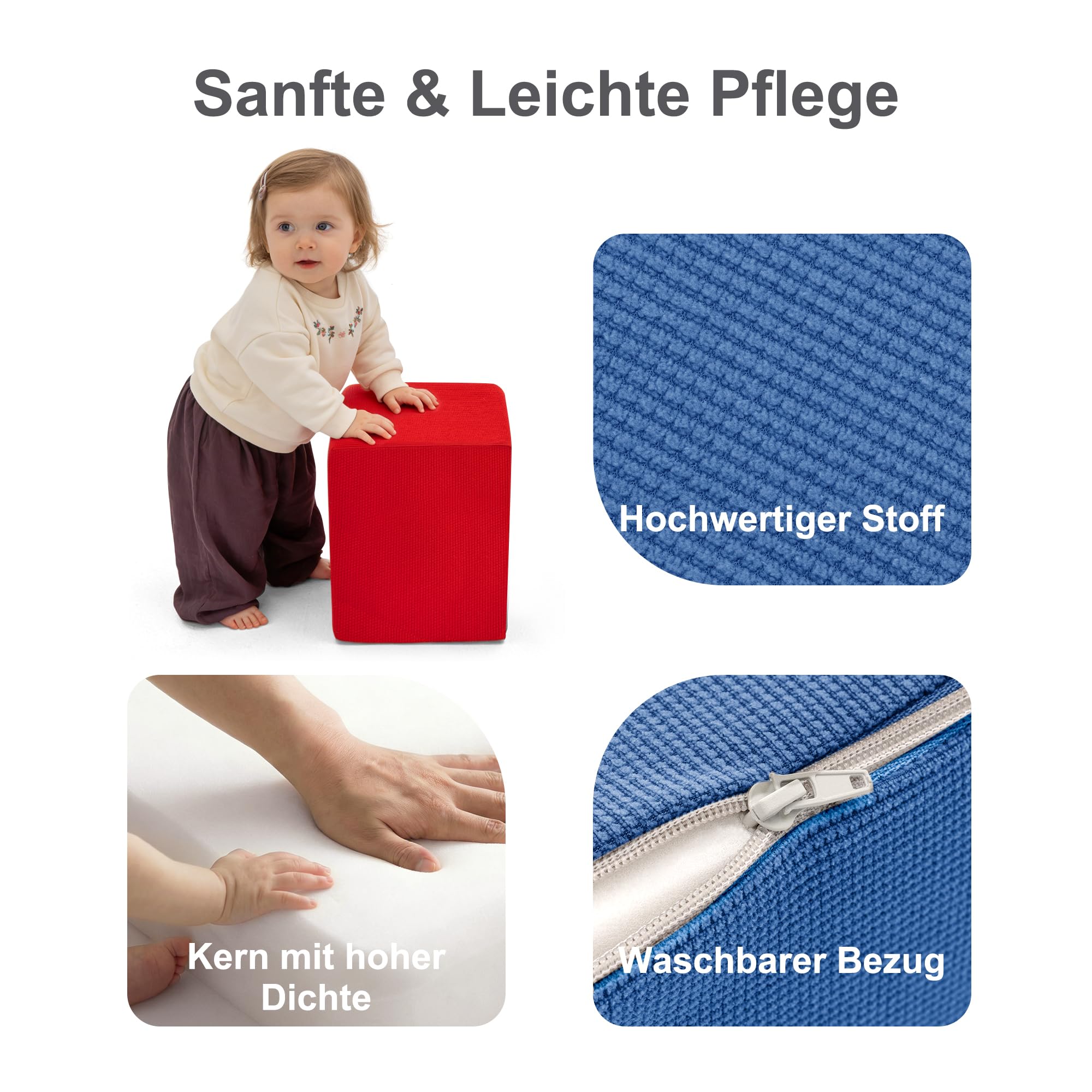 Zedachica 8PCS Softbausteine Baby mit Hausförmigem Bällebad, Schaumstoff Bausteine Kinder für Indoor Klettern, Soft Play Set und Kletterspielzeug für Kleinkinder 1–3 Jahre, Blau (Ohne Bälle)
