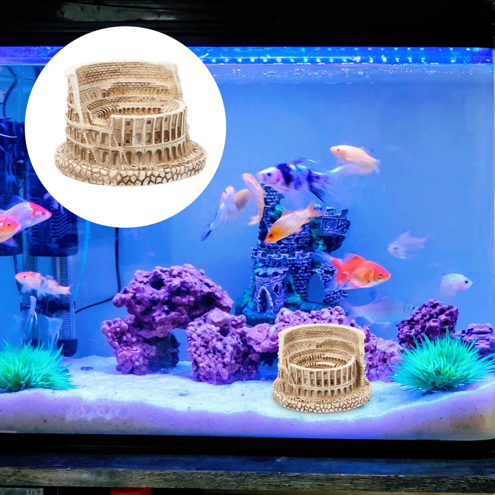 Amazon.co.jp: DECHOUS ローマ コロッセオ 魚 水槽 装飾、 古代 ローマ