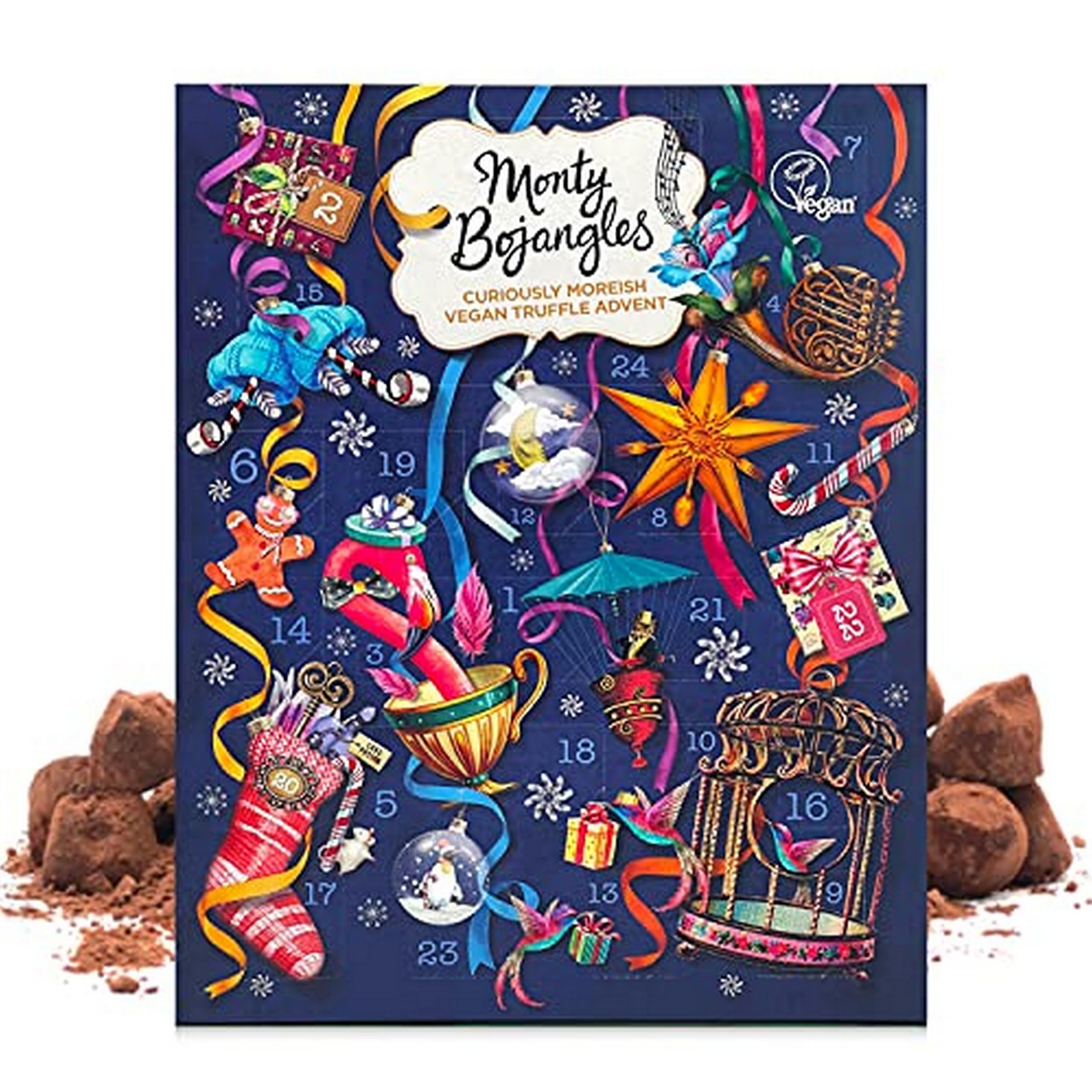 Monty Bojangles Vegan Chocolate Advent Calendar Chocolate Truffles (8.3oz), Perfect for Chocolate Lovers with Delicious Truffles, Gorgeous Christmas Advent Calendar
