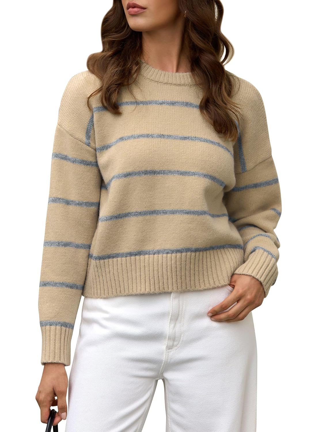 ZAFUL Womens Sweater Long Sleeve Crewneck Soft Basic Knit 2025 Fall Loose Fit Pullover Tops