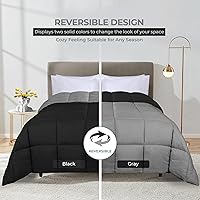 Vista 3 de Grand Down All Season Cobertor reversible con lado inferior alternativo, Sintético, Negro / Gris, Full/ Queen