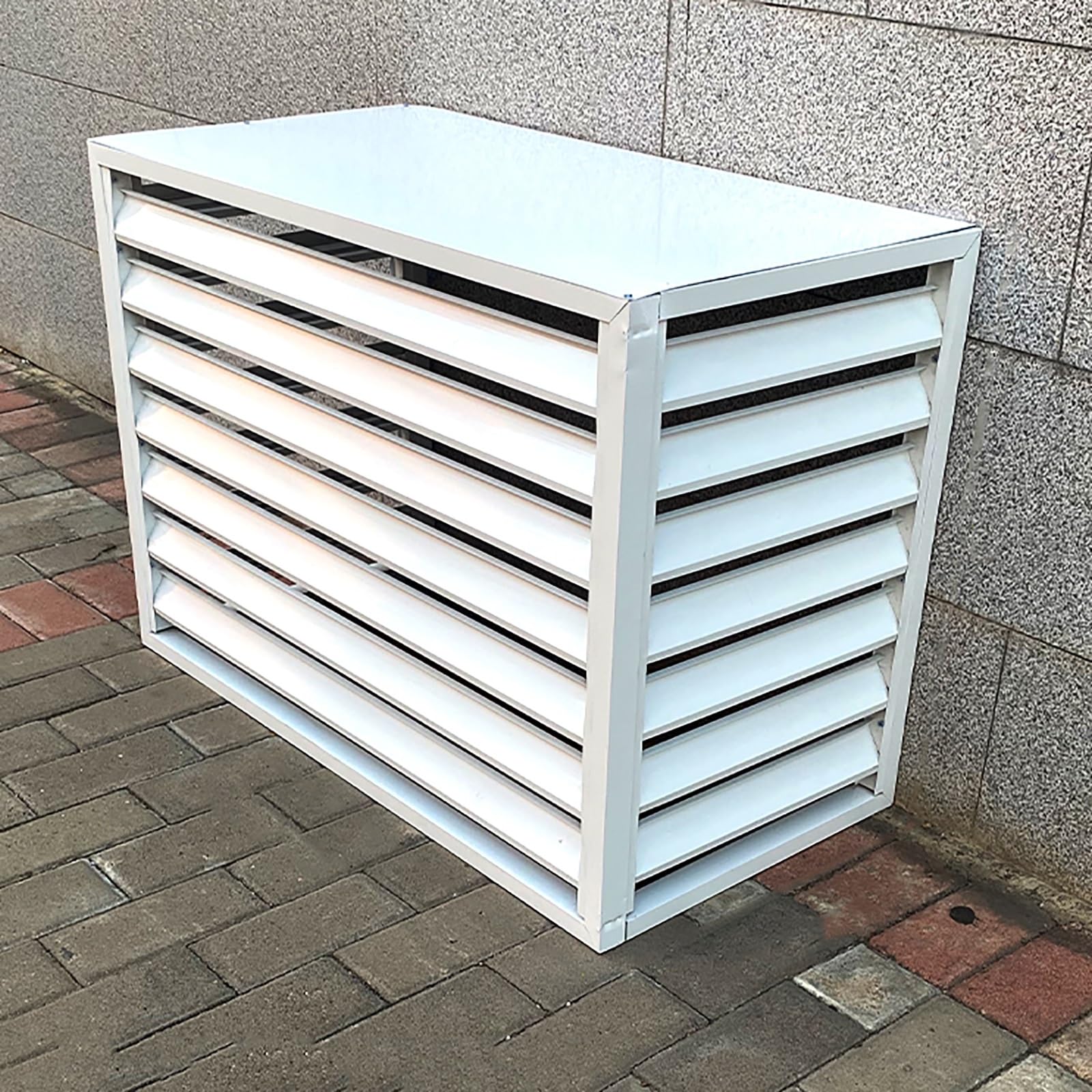 QYMYOZ Outdoor Air Conditioner Cover Aluminum Protective Cover for Heat Pumps and AC Units (1.5P/2~3P/5P) Weather Resistant Leaf Protection 110x60x80cm (White)