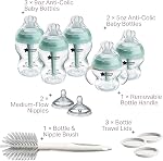 Ensemble avancé anti-colique Tommee Tippee de 12 pièces, biberons de 5 oz et 9 oz sans BPA, nouveau-né 0+ mois, comprend tétines à débit lent et moyen semblables à un sein, poignées de biberon et brosse de nettoyage