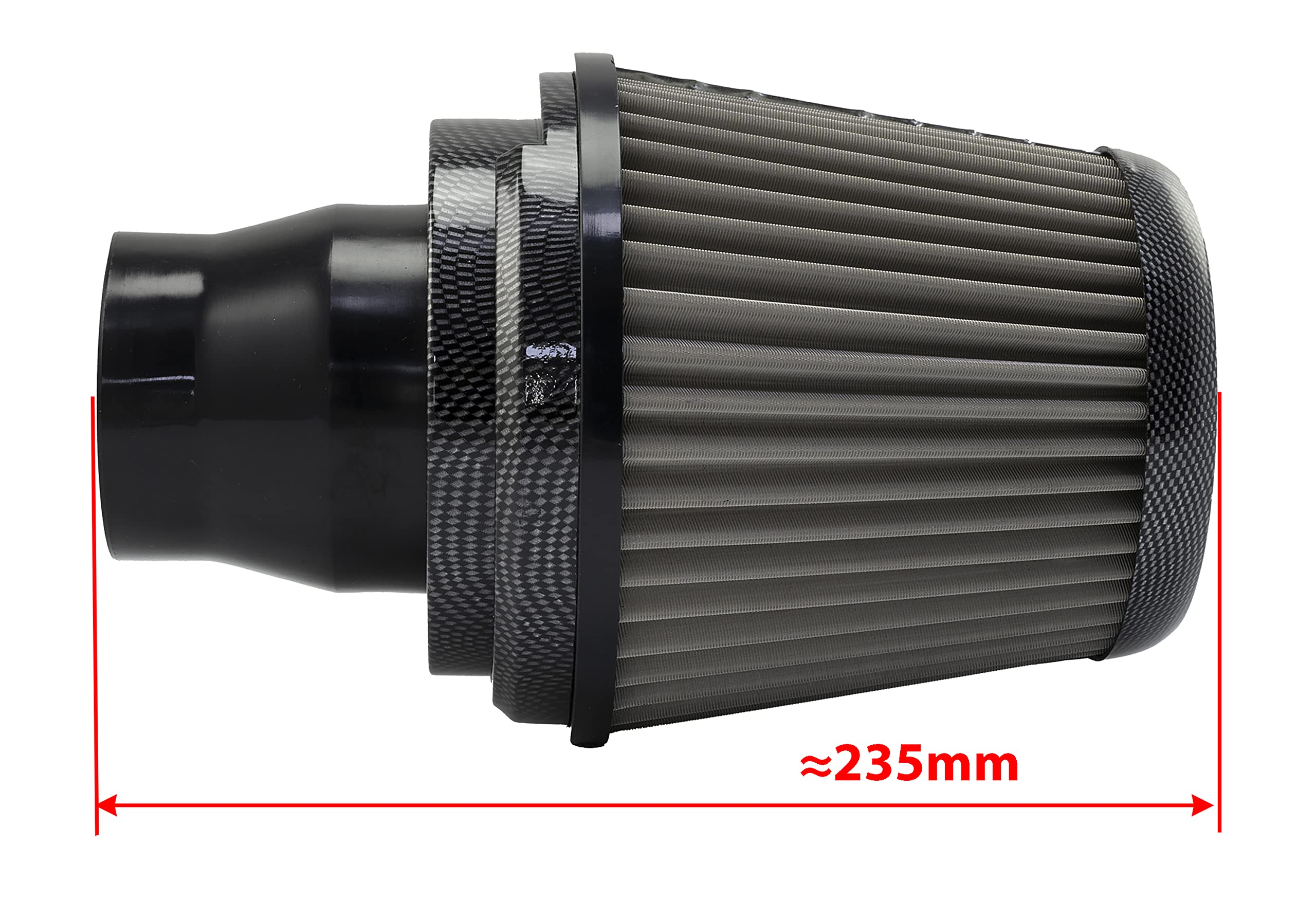 AERZETIX - Filtro de Aire Deportivo Universal Ø65mm - Color Fibra de Carbono - para Coche Competición Tuning Motocicleta Sistema de Admisión de Aire Motor
