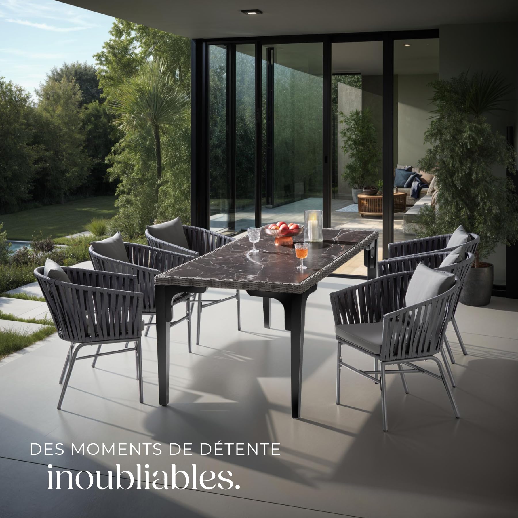 tectake® Lot de 2 Fauteuil Salon Chaise de Jardin avec Accoudoirs pour Salon de Jardin Exterieur ou Intérieur en Acier laqué époxy, Coussins Inclus Mobilier pour Amenagement Balcon Terrasse