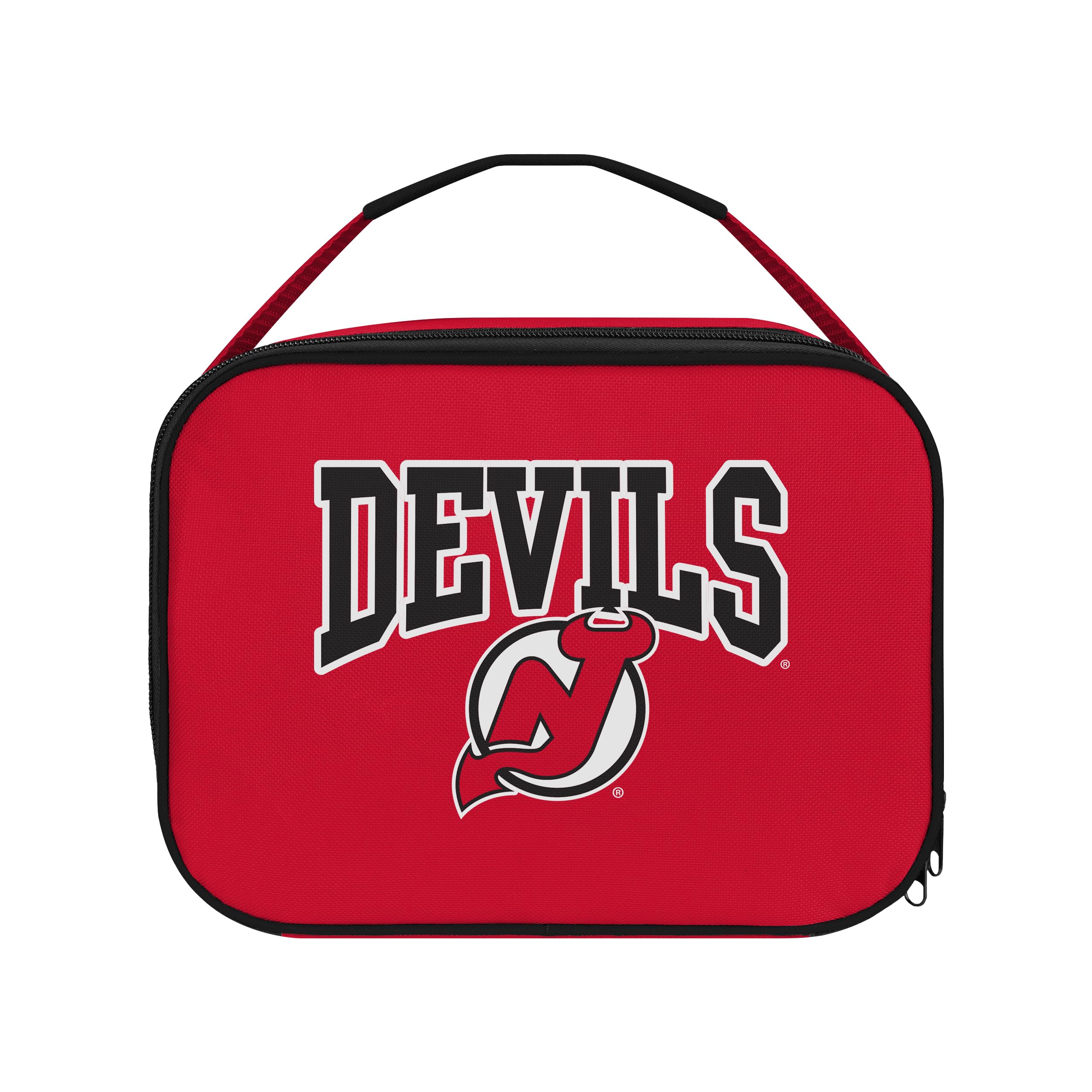 FOCO NHL Unisex-Adult Officially Licensed Wordmark Team Color Big Logo Hockey Zip Closure 7L Lunch Bag - New Jersey Devils