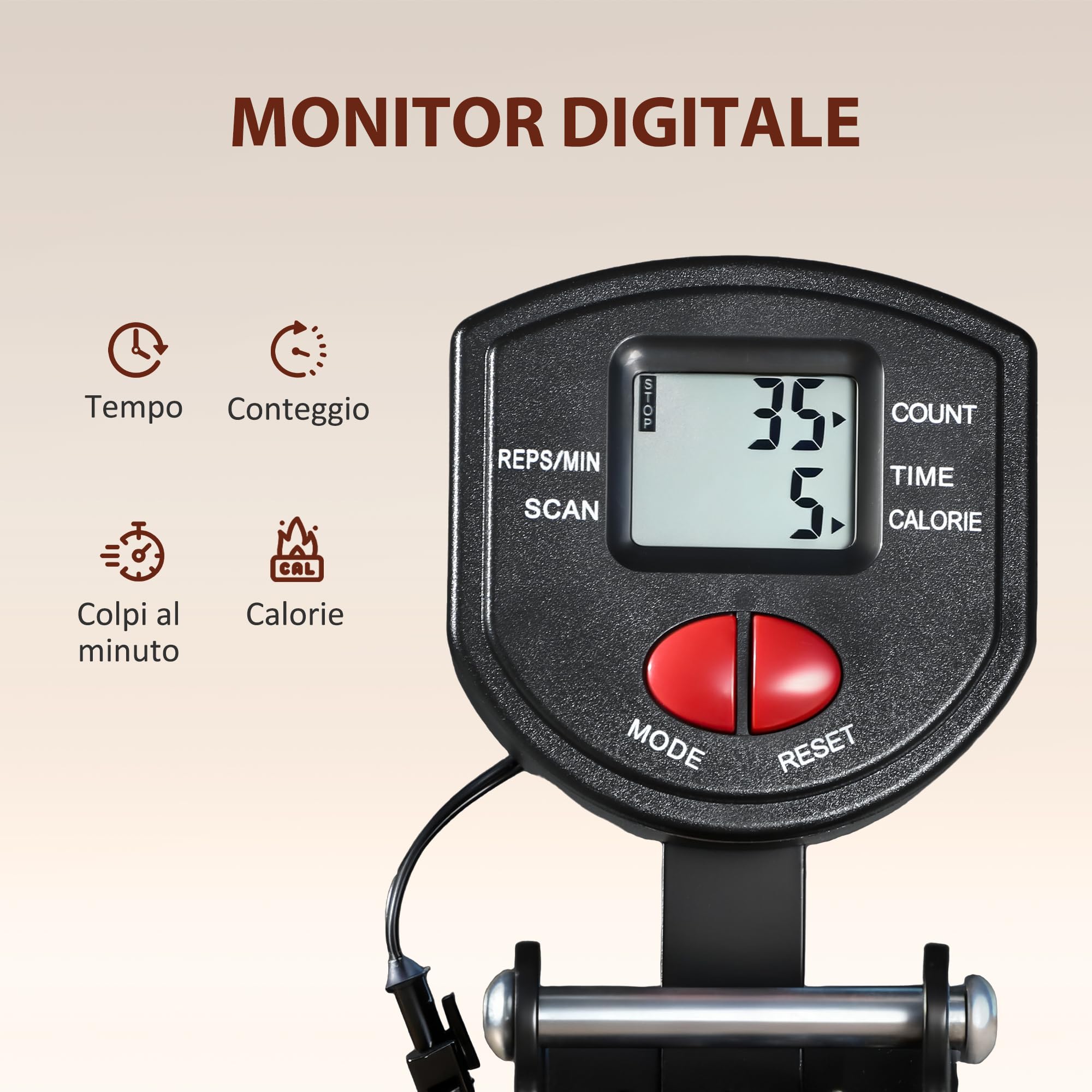 SPORTNOW Vogatore per Casa, Vogatore Compatto Silenzioso con Resistenza a Elastico, Monitor LCD, Sedile Imbottito, per Allenamento Tutto il Corpo, Capacità 150 kg, Salvaspazio, Nero