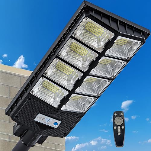 Farolas solares para exteriores, IP67, impermeable, para pared, luz de inundación LED con sensor de movimiento y control remoto, iluminación de