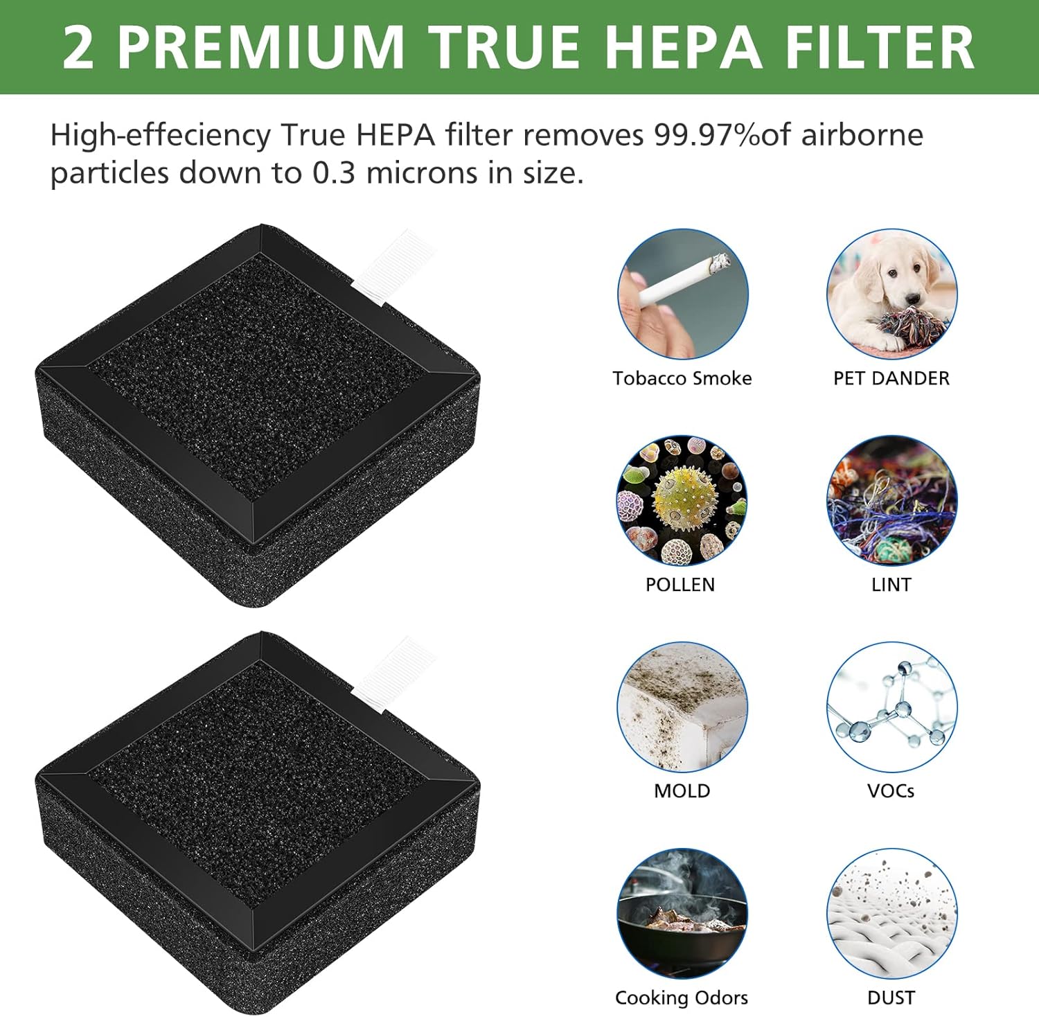 A2 Replacement Filter Compatible with OSIMO A2 Air Purifi-er, 3-in-1 High-Efficiency Filtration, 2 Pack - Image 3