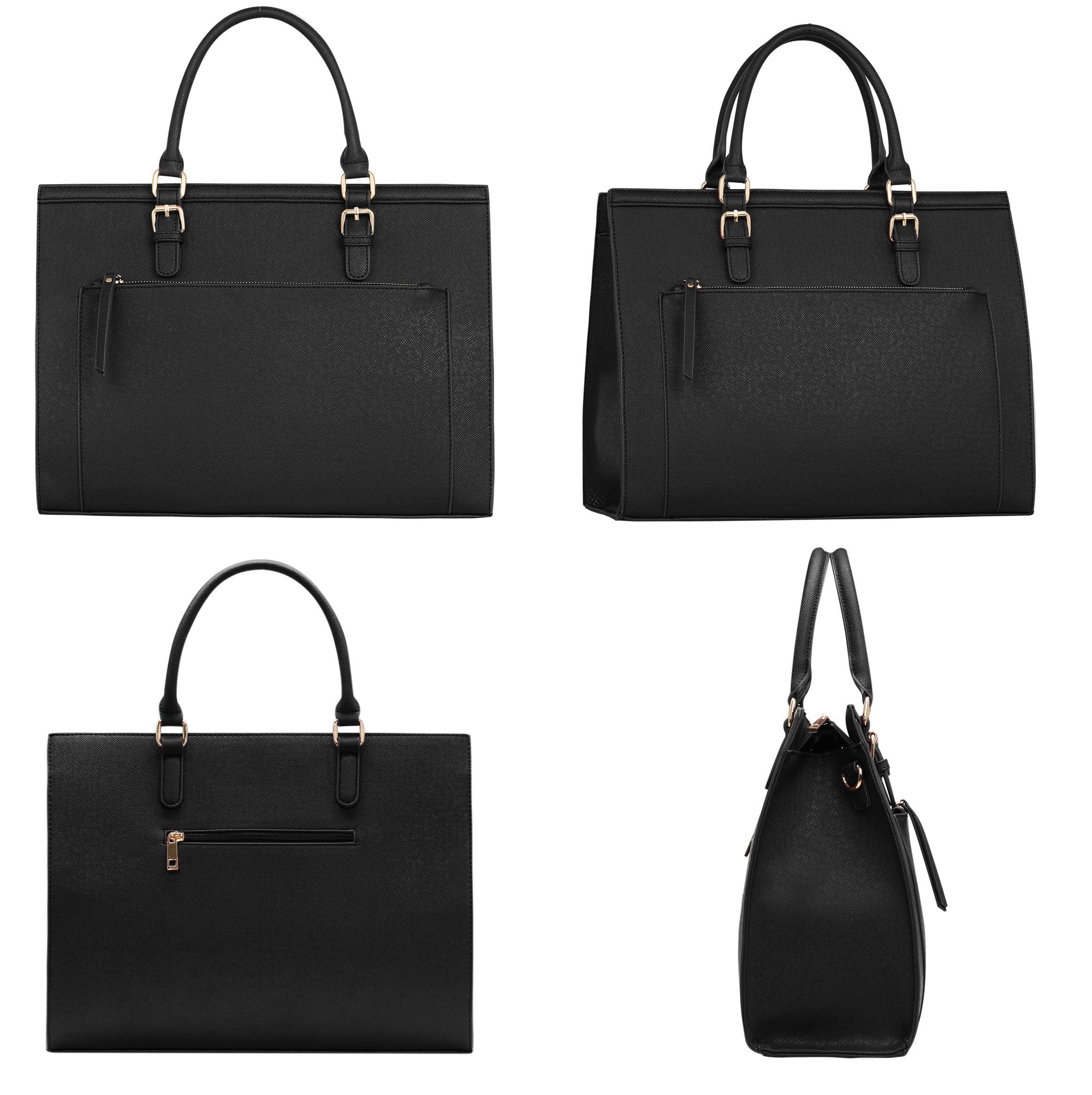 CRAZYCHIC - Damska Torebka na Zakupy Duża - Aktówka Pracy Biurowa Skórzana PU - Shopper Tote Bag - Torba na Ramię - Torby z Uchwytem - Tornister Szkolny - Czarny