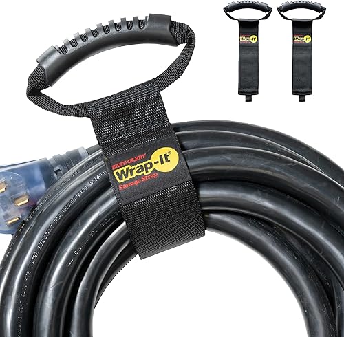 Miniatura 1 de Correas Wrap-It Storage de fácil transporte – 22 pulgadas (paquete de 2) – Correa de transporte de gancho y bucle de alta resistencia, colgador y