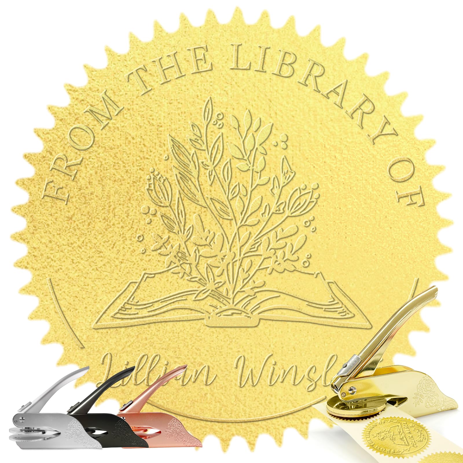 Tampon De Gaufrage Personnalisé Pour Livres Et Papiers – 4 Cm De Diamètre – Métal Durable – 6 Couleurs Au Choix – Cadeau Créatif