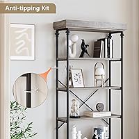 Vista 9 de IDEALHOUSE Estantería industrial de madera con 6 niveles de almacenamiento, estante abierto con marco de metal, estantes rústicos altos, estante